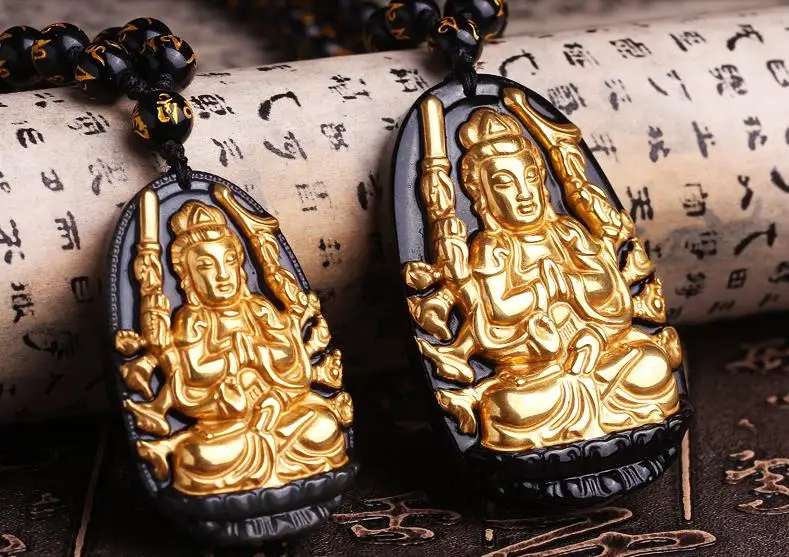 Легкое ожерелье с подвеской из обсидиана и авалокитесвара Авалокитешвара крыса