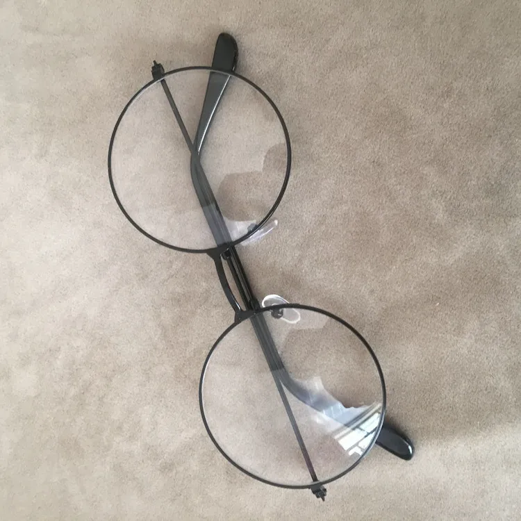 Новые большие круглые очки для мужчин и женщин в стиле ретро, прозрачная металлическая оправа для очков, черные, серебристые, Золотые очки