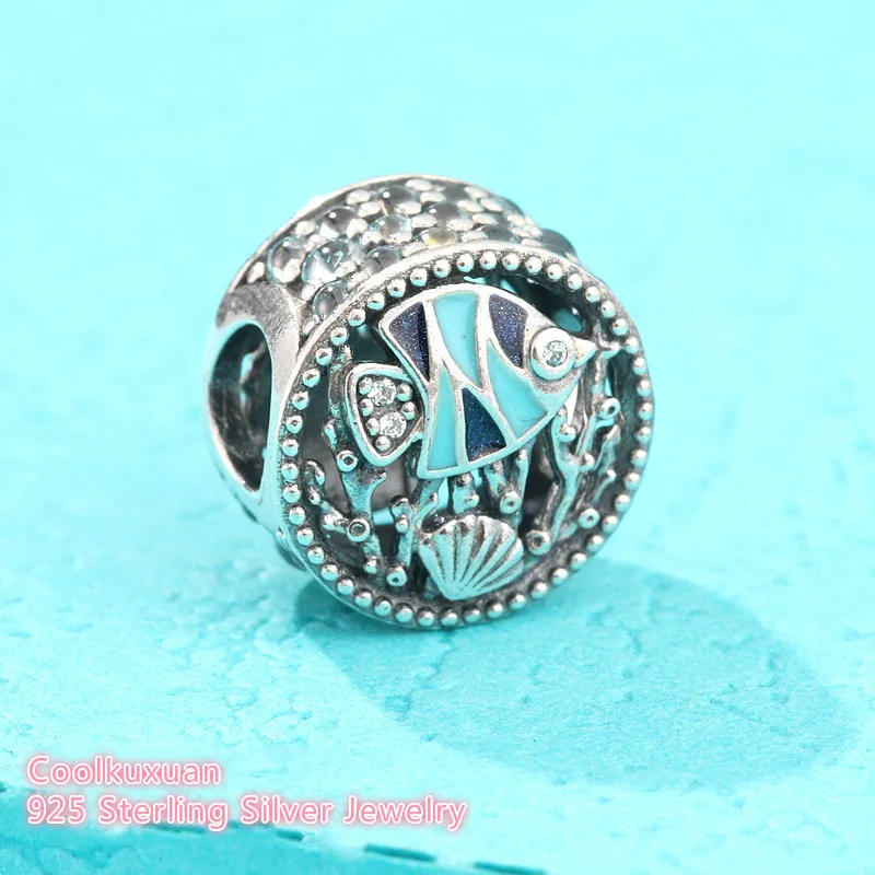 Летние подлинные 925 пробы серебро Морская жизнь смешанные эмали и мульти Цветной