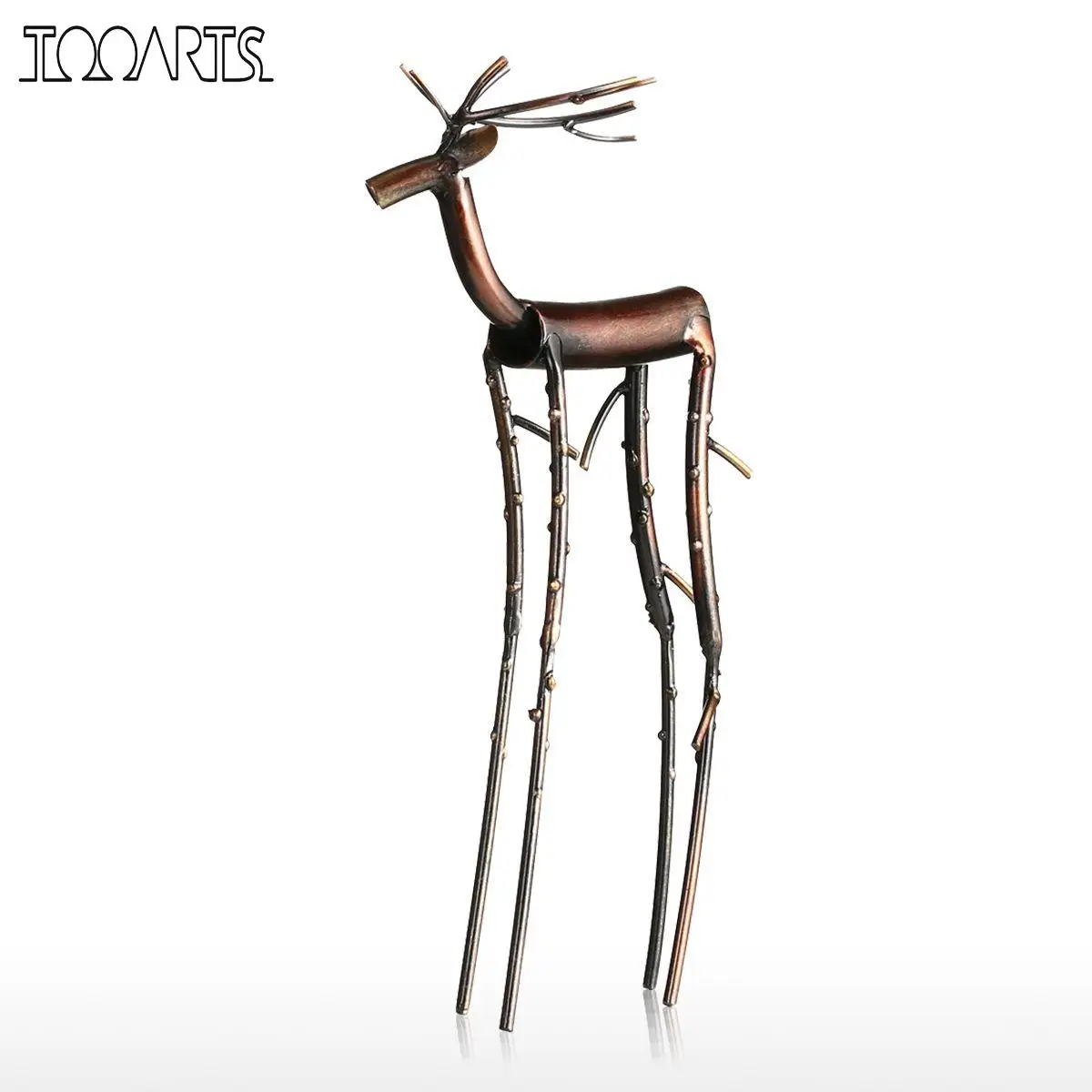 Коричневый Tooarts черная длинная ножка, фигурка лося, железная фигурка, домашнее украшение, изделия из металла, животное, ручная работа для дома, офиса - Цвет: Коричневый