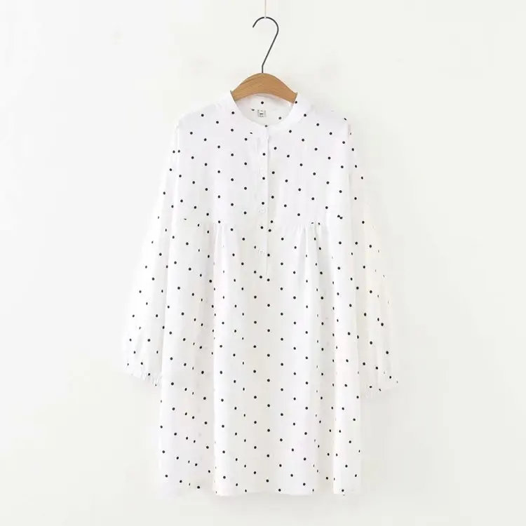 Женское хлопковое платье большого размера с длинным рукавом и принтом весеннее