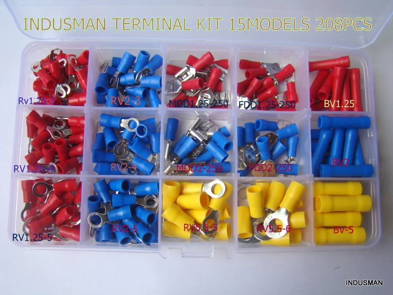 208 шт./лот 15 моделей соединителей для проводов набор обжимных клемм электрических