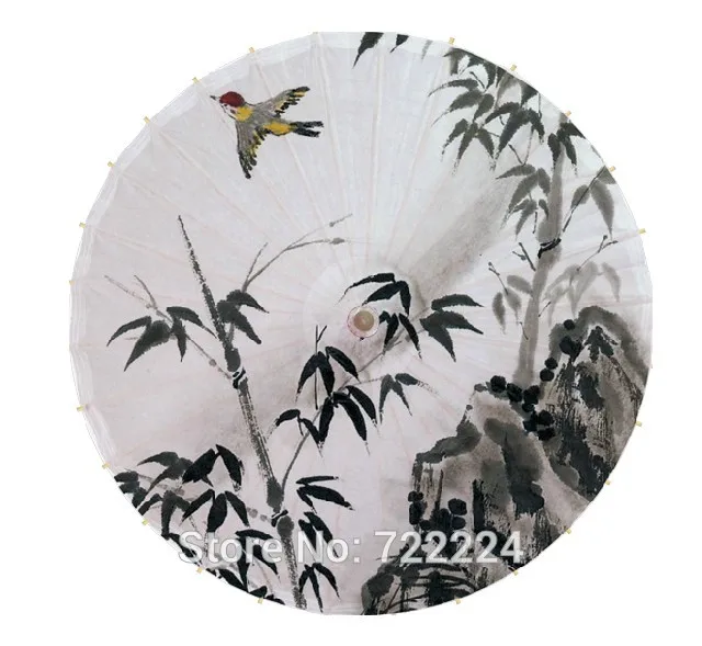

Бесплатная доставка, чернильная живопись, бамбук с птицей, ручная работа, уникальный китайский водонепроницаемый зонт от солнца, косплей, Подарочная бутафория, бумажный Зонт с масляным покрытием