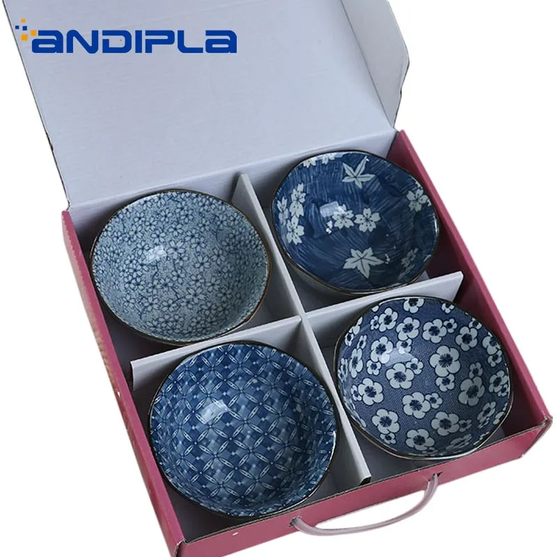 Керамическая фарфоровая миска для риса в японском стиле 4 шт./лот|Чаши| |