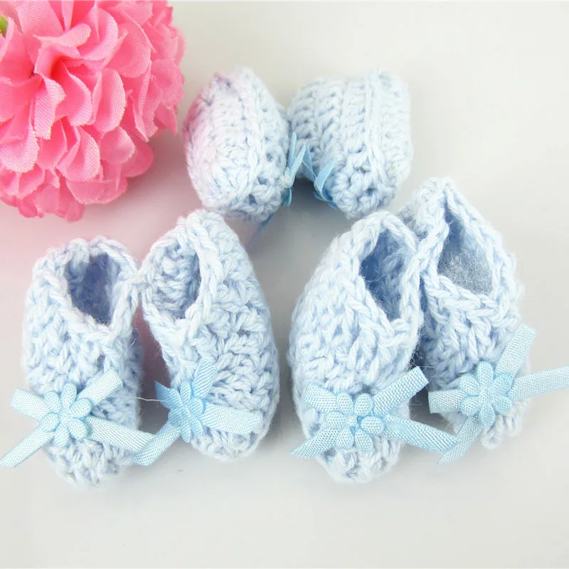 Миниатюрные вязаные пинетки ручной работы для детского душа сувениры крещения
