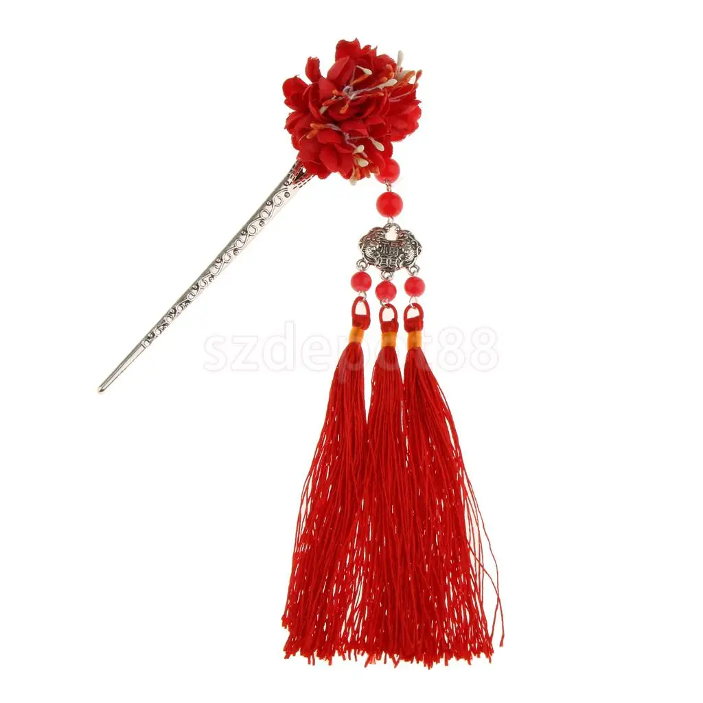 Заколка для волос с цветами Kanzashi Tassel Chignon Винтаж для кимоно Hanfu