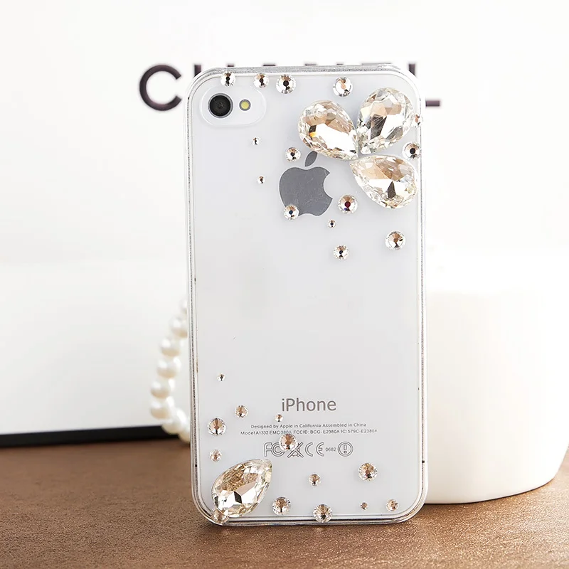 10 шт./лот ручной прозрачный кристалл капель чехол для iPhone 4 4S 5 5S горный хрусталь