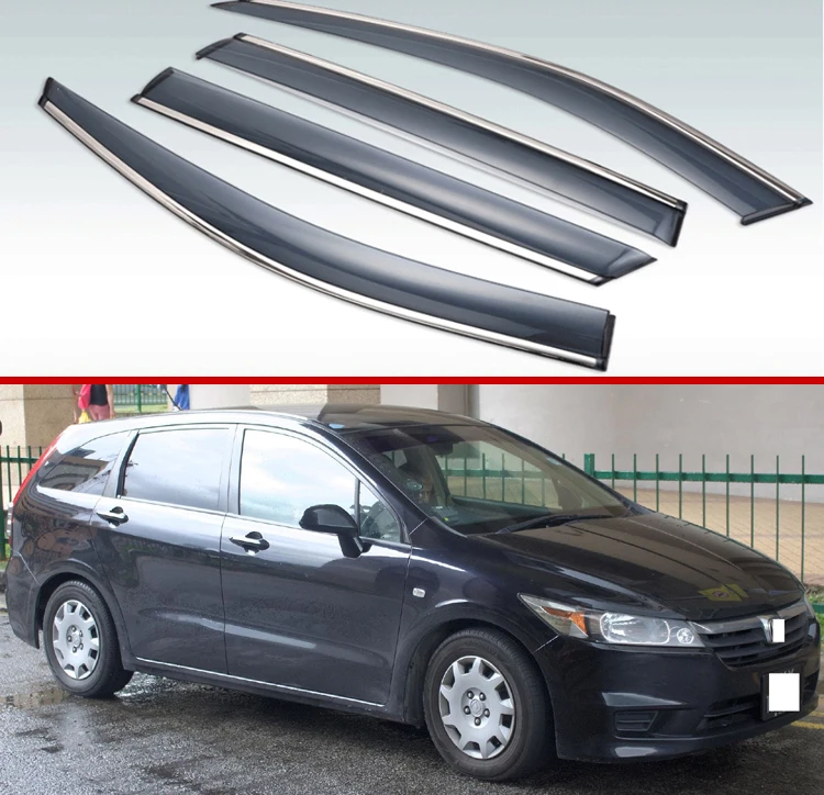 Для Honda Stream 2000- пластиковый Наружный козырек вентиляционные Шторы окно Защита от солнца Дождь Отражатель 4 шт