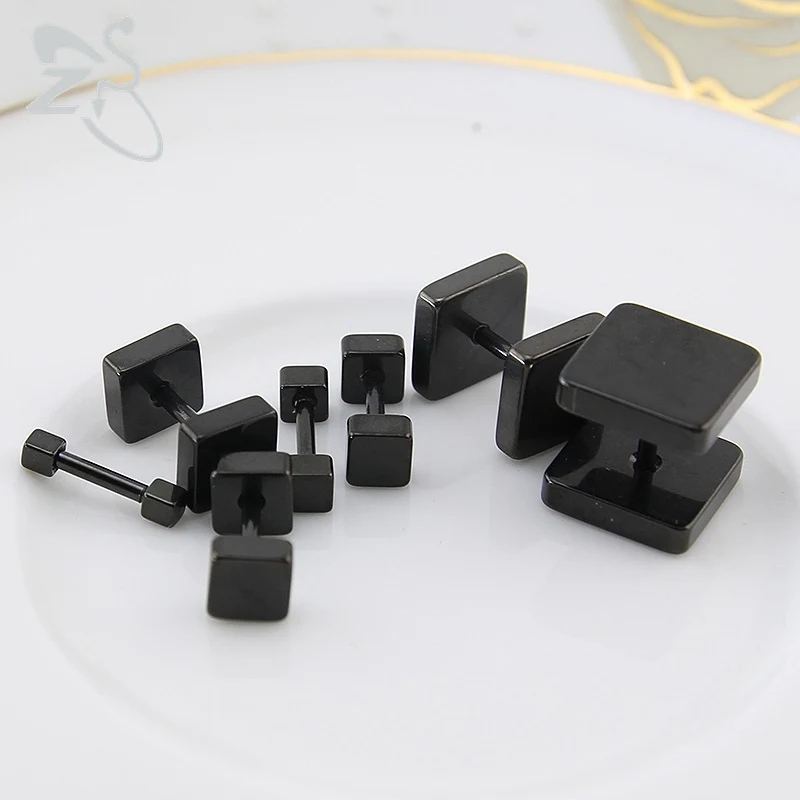Черные серьги quare для мужчин золотые серьги-гвоздики в стиле хип-хоп маленькие