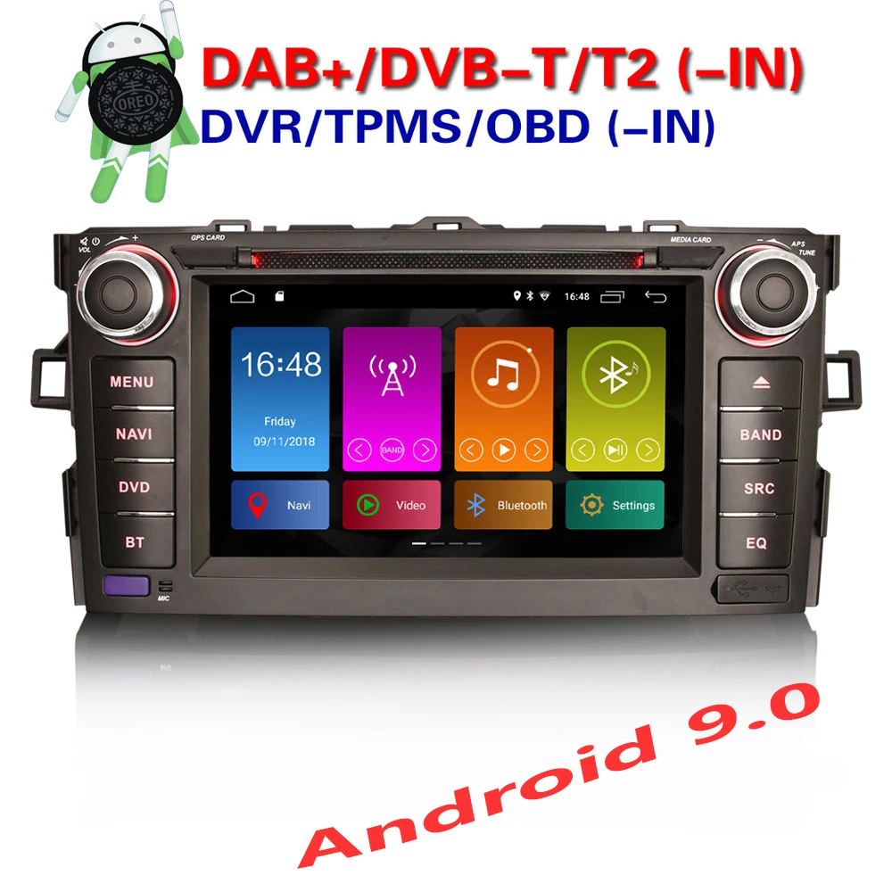 Erisin ES2917A 7 &quotавтомобильный мультимедийный плеер авто радио Android 9 0 DAB + DVR OBD GPS для