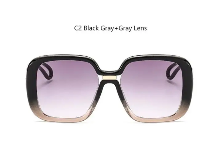 C2 black gray Негабаритные Квадратные Солнцезащитные очки дизайнерские бренды люксовые женские большие рамки прозрачные Солнцезащитные очки женские полые ножки оттенки мужские UV400 - Цвет линз: C2 black gray