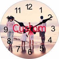 custom person design foto print your own picture wall clock silent living room round wooden wall decor watches saat home decor