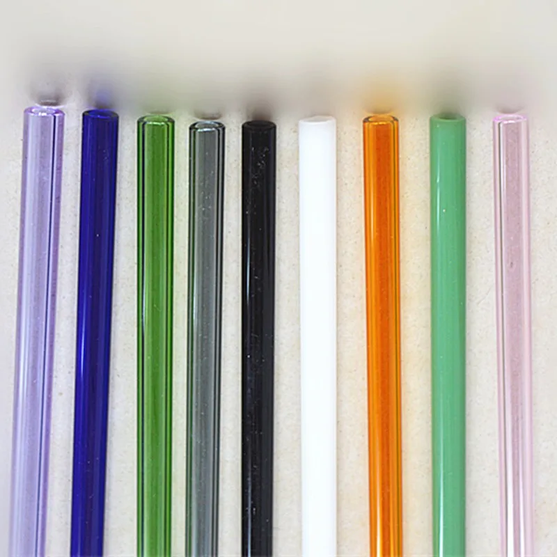 12pc/set Reusable Glass Straw Colorful Clear Wedding Birthday Party Drinking with 2pc Brush For Milkshake Frozen Drinks | Дом и сад