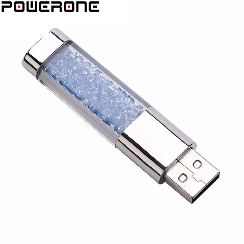POWERONE модный Кристальный металлический USB флеш-накопитель 4 ГБ 8 ГБ 16 ГБ 32 ГБ 64 Гб карта памяти подарки(заказ более 10 шт., бесплатный логотип