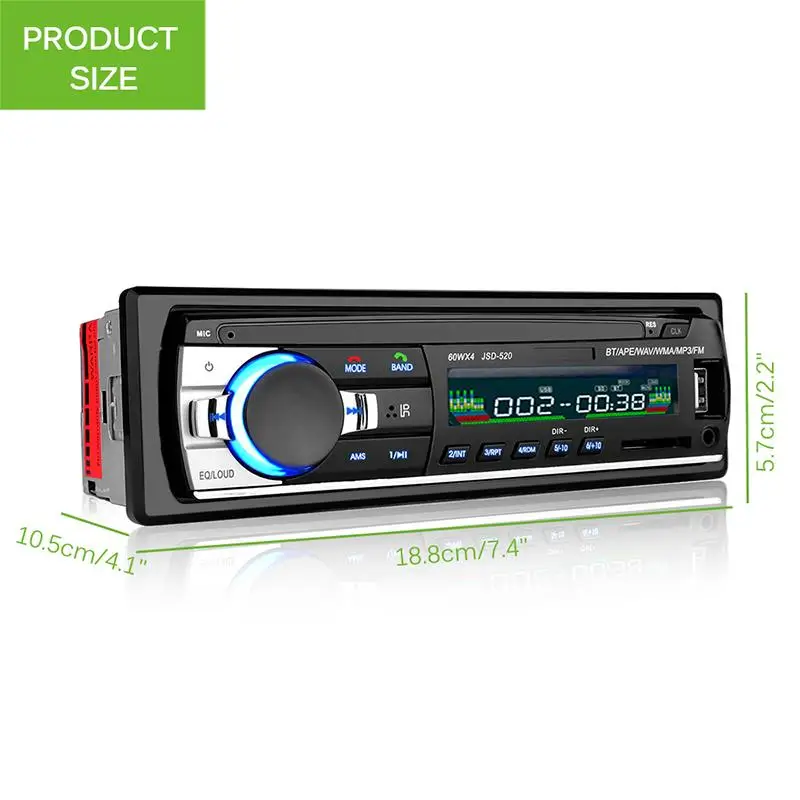Автомобильный радиоприемник 12 В стерео система в приборной панели с Bluetooth FM Aux SD USB