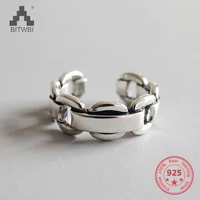 925 sterling silver smooth adjustable chain ring opening elegant lady vintage jewelry bijoux femme