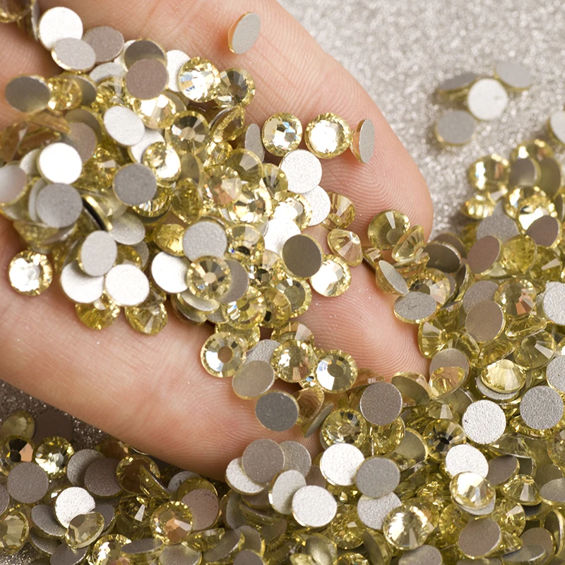 YANRUO Jonquil желтые стеклянные камни без горячей фиксации Flatback Strass для ногтей DIY