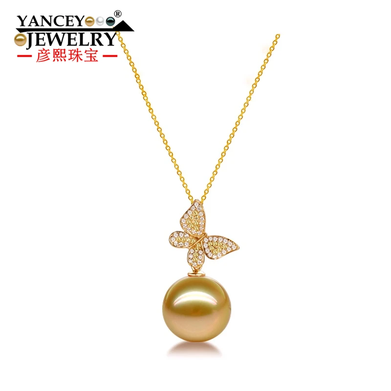 2019 Новое натуральное колье с жемчужными подвесками Fina Jewelry 11-12 мм большие золотые
