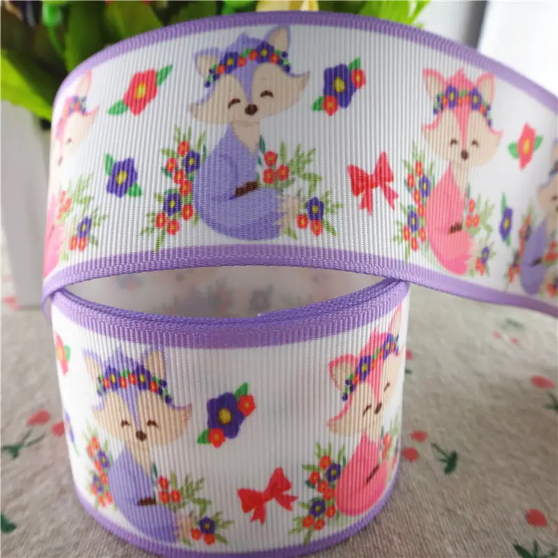 

18091904, 1" 25mm,1-1/2" 38mm, 50 yards animals printed grosgrain ribbons DIY hair bows handmade materials