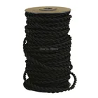 Черный винтажный витой кабель из хлопчатобумажной ткани, декоративный текстильный витой Электрический провод, старинный тканевый шнур для лампы