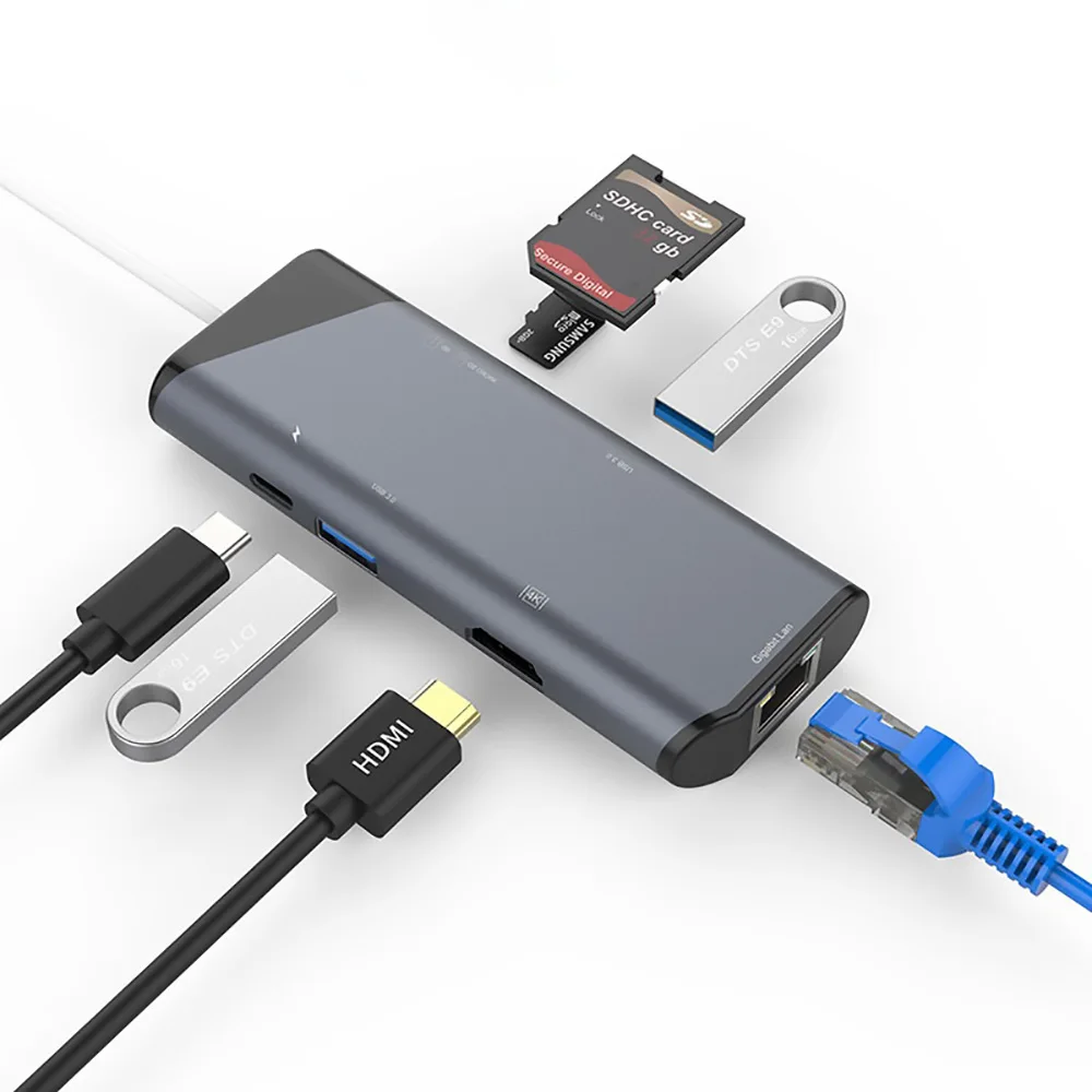 Новинка USB-концентратор FDBRO с HDMI 4K RJ45 1000 м адаптер Thunderbolt 3 кардридером PD SD/TF для MacBook