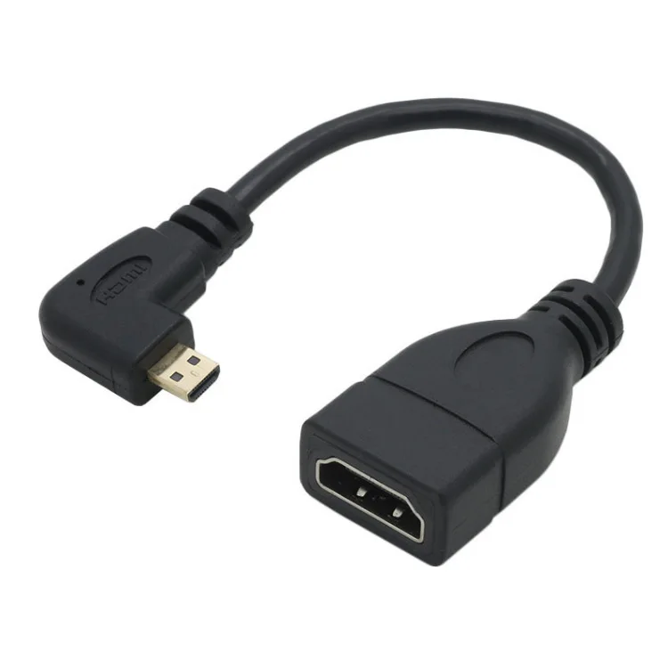 Micro HDMI Male to HDMI Female Adapter Cable Left Angle 90 Degree HDMI Converter Code for PC HDTV Projector