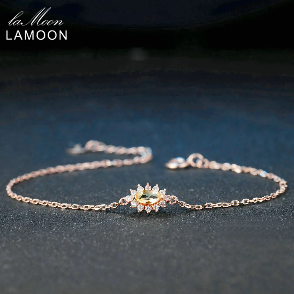 Женский серебряный браслет lamon 925 пробы с цитрином драгоценный камень 18 К розовое