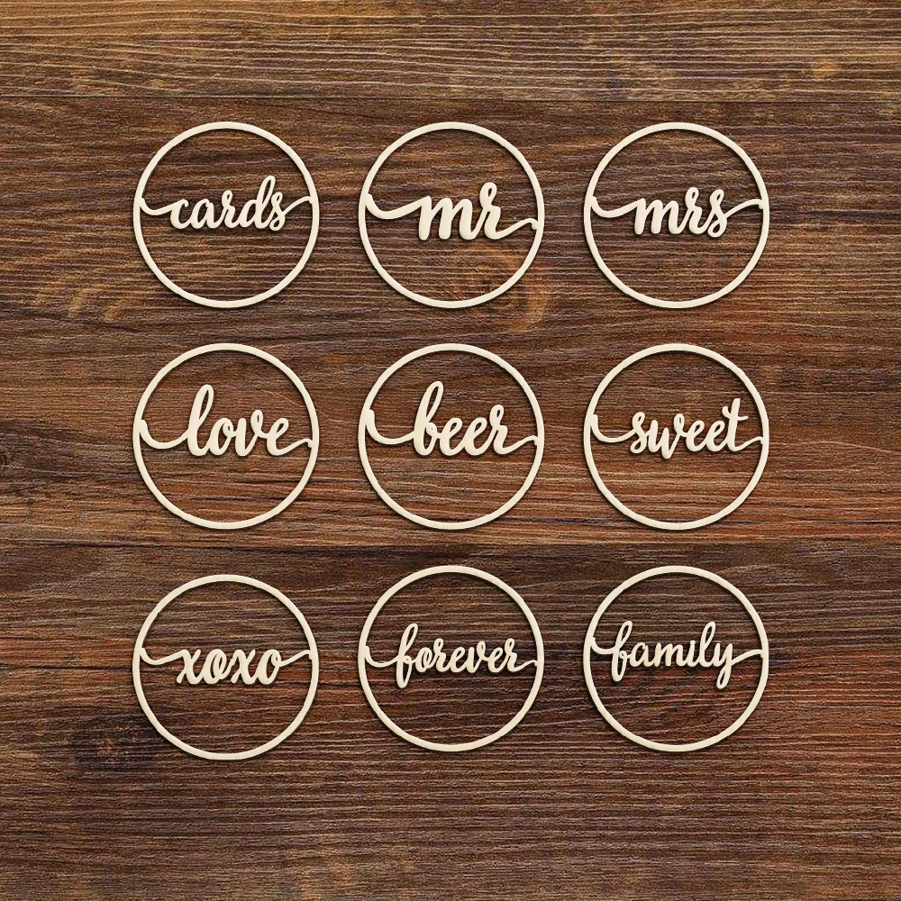 10 шт. деревянный Mr Mrs Sweet XOXO Beer Forever Love Family Word Sign Круглый Круг Деревянный Свадебный