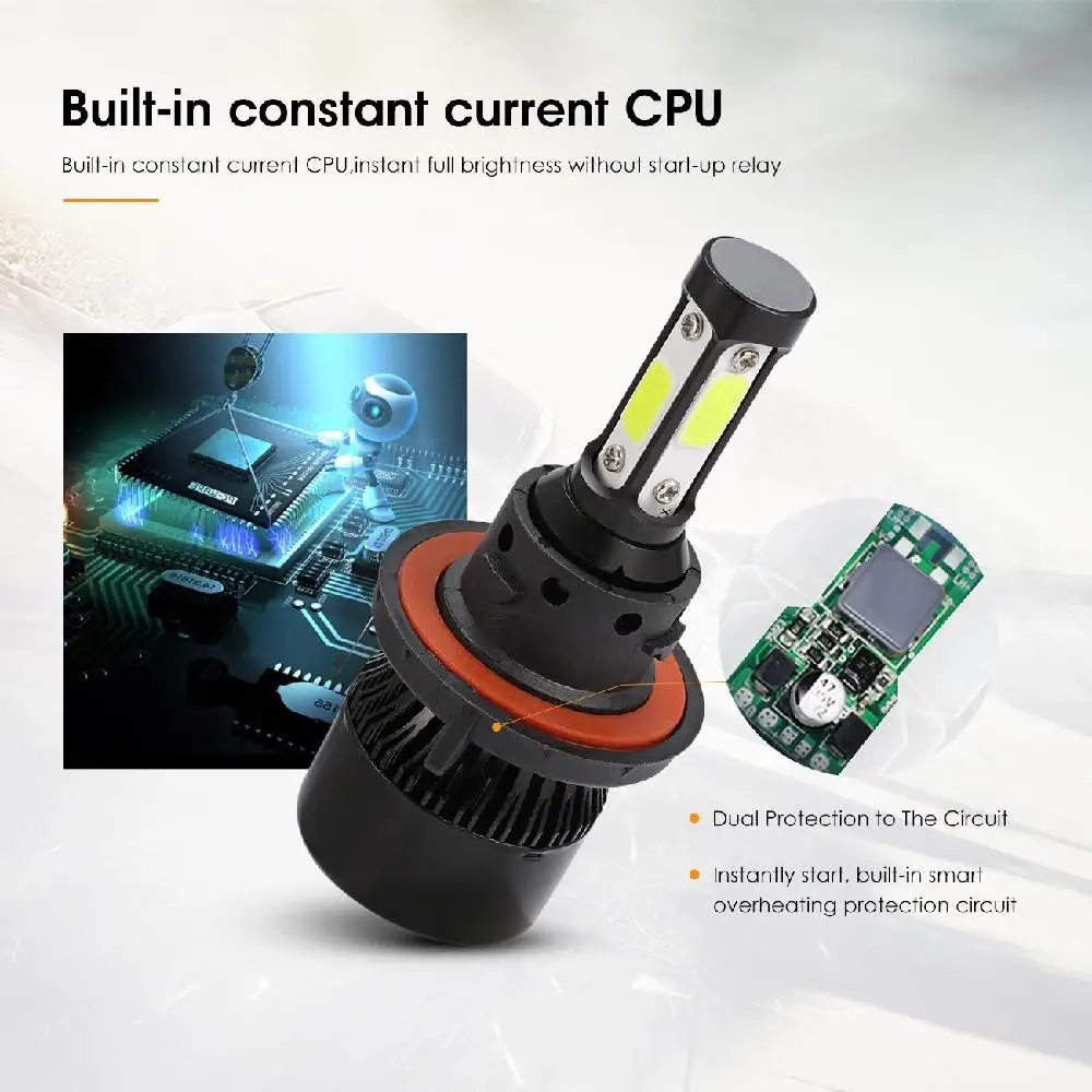 Oslamp 4 стороны светящиеся 100W 10000lm H4 H13 Hi короче спереди и длиннее сзади) H7 H11 9005 9006 Автомобильный светодиодный головной светильник лампы авто светодиодный налобный фонарь светильник 12v 24v