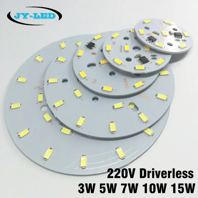 

AC 220v Driverless 3w 5w 7w 10w 15w SMD5730 SMD5630 led bulbs pcb Aluminum Base Plate White/ Warm White
