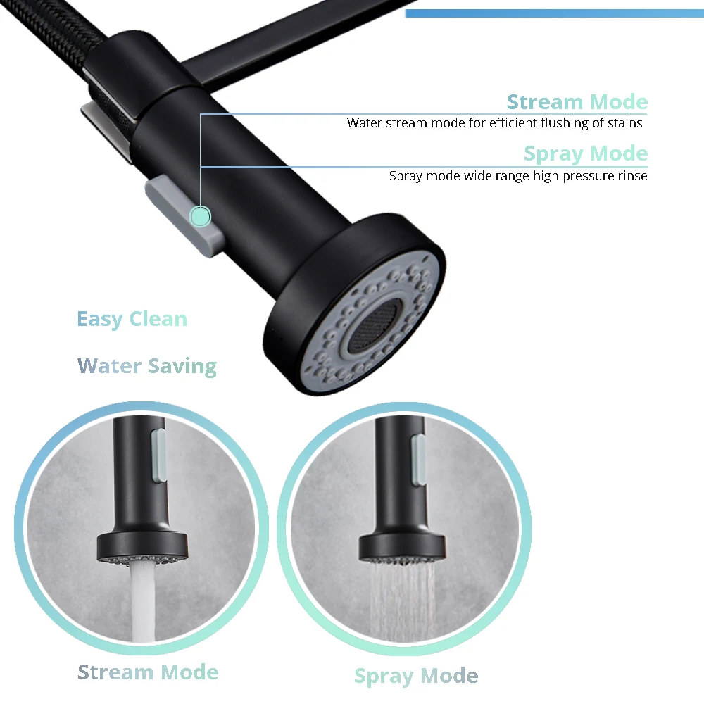 Uythner черный/матовый кухонный кран смеситель для горячей и холодной воды весенней