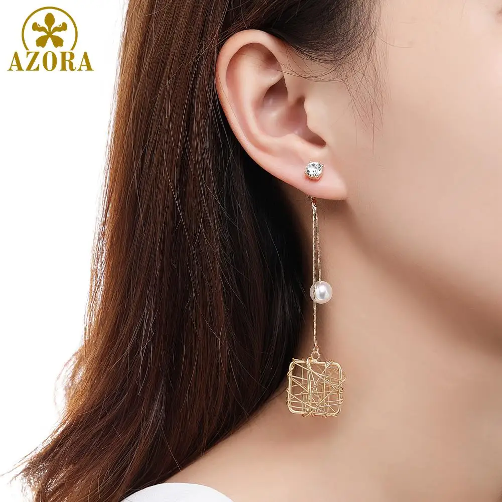 AZORA Luxury Pear Cut Red Cubic Zirconia Big Long Gourd Drop Earrings for Women Wedding Engagement Fashion Jewelry Gift TE0393-1 | Украшения