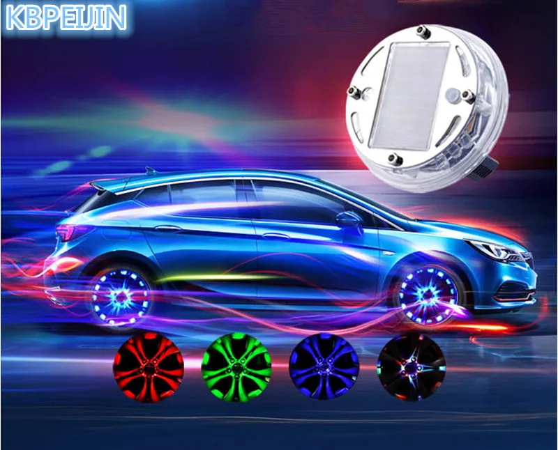 

4PCS Solar Energy LED Car Auto Flash Wheel Tire Hub Neon Light for Land Rover discovery 2 3 4 freelander 1 2 defende accessories