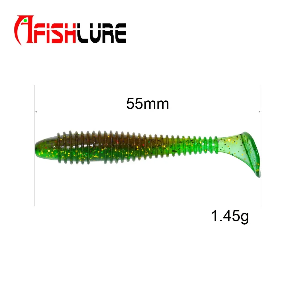 Afishlure 14 шт./лот мягкая искусственная рыболовная приманка с Т образным хвостом 55