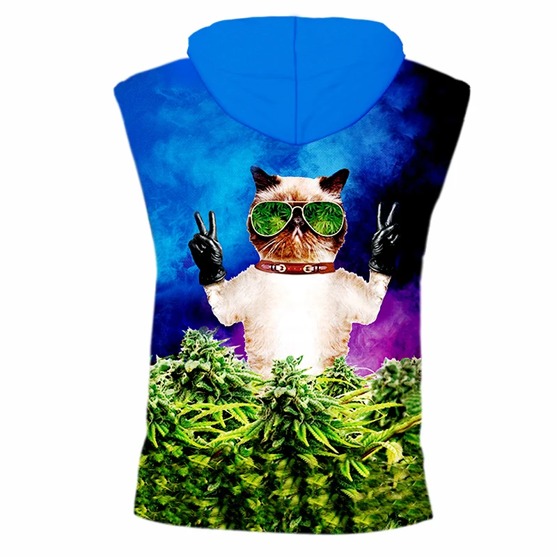 OGKB Sleeveless Fashion O-neck Anime 3D Printing Sunglasses Cat Streetwear 7XL Costume Male Undershirt Cap | Мужская одежда
