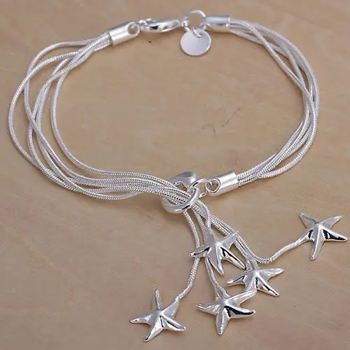 KN-H099 Wholesale Silver Color Bracelet 925 Free Shipping Factory Price Fashion Jewelry Stars Pendant /awkajnra | Украшения и