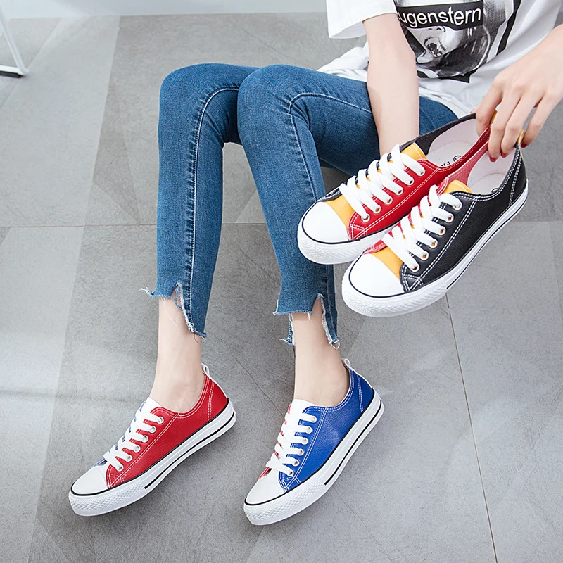 Женские кроссовки из Вулканизированной Ткани на шнуровке повседневные