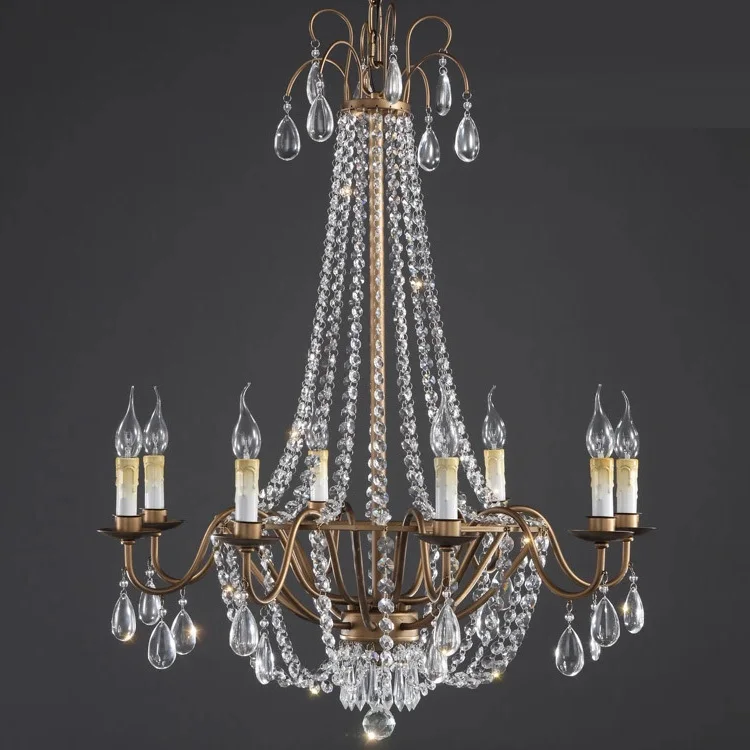 Деревенская столовая люстра Хрустальная подвеска приспособление shopcase industral