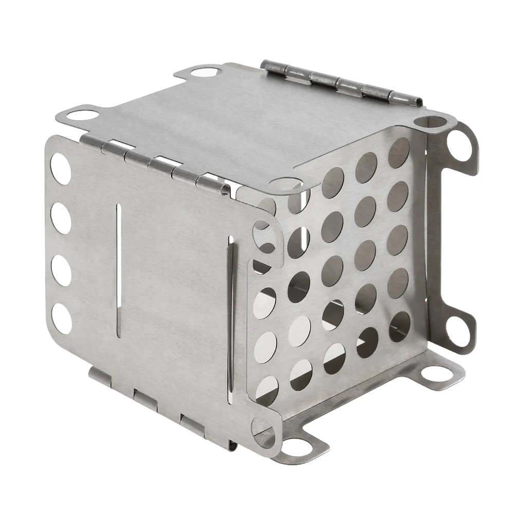 Lixada Portable Titanium/Stainless Steel Lightweight Folding Wood Stove Pocket Alcohol Stove Outdoor Cooking Camping Backpacking