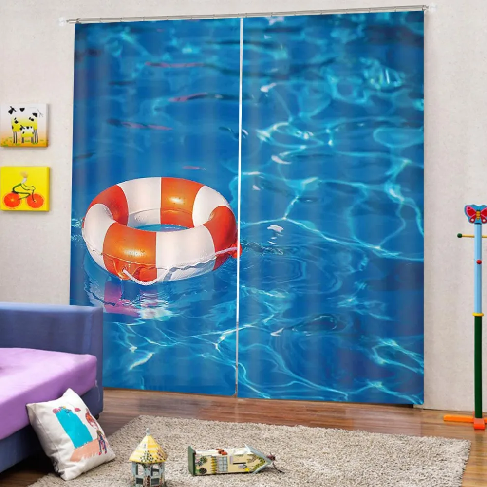 Синие занавески для комнаты 3D окна с принтом динозавра Роскошные затемненные