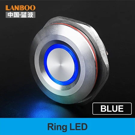 Blue LED Ring LANBOO 40 мм кнопочный переключатель вкл. Выкл. 1NO1NC SPST или 2NO2NC DPDT водонепроницаемый переключатель с разъемом провода - Цвет: Blue LED Ring
