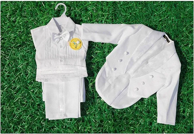 Style 3 white 3 вида стилей, Свадебный костюм для маленьких мальчиков, 5 предметов: пальто+ жилет+ рубашка+ галстук-бабочка+ штаны, Свадебный костюм для новорожденных, вечерние рождественские платья для крещения - Цвет: Style 3 white
