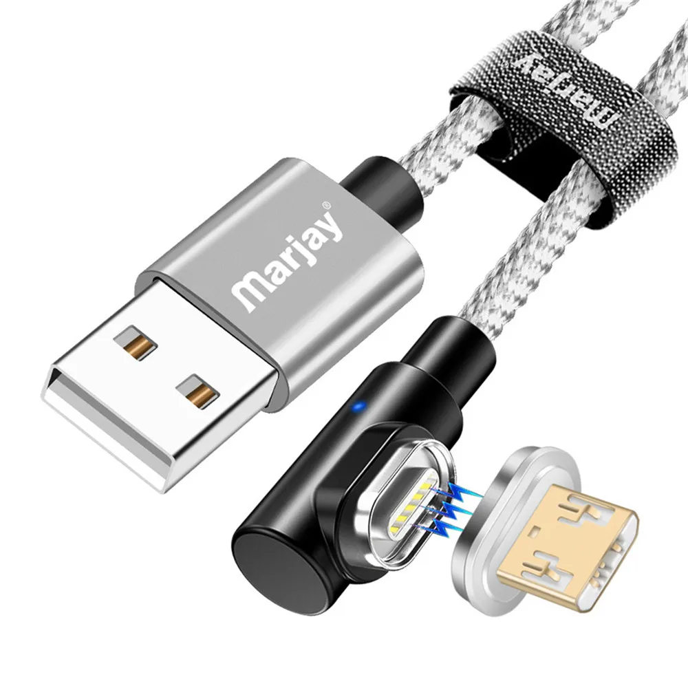 Marjay USB кабель магнитное зарядное устройство для iPhone X 8 7 Micro USB Магнитный кабель type C для huawei p30 pro USB C кабель для быстрой зарядки - Цвет: Silver for Micro USB