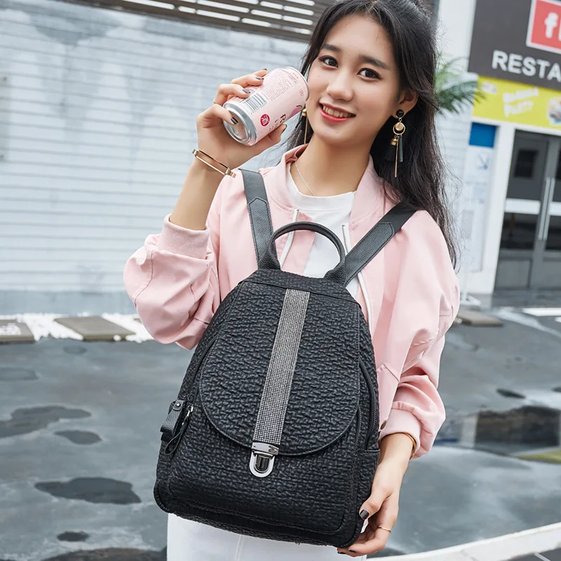 Рюкзак SUDS из искусственной кожи Женский модная школьная сумка черного цвета со