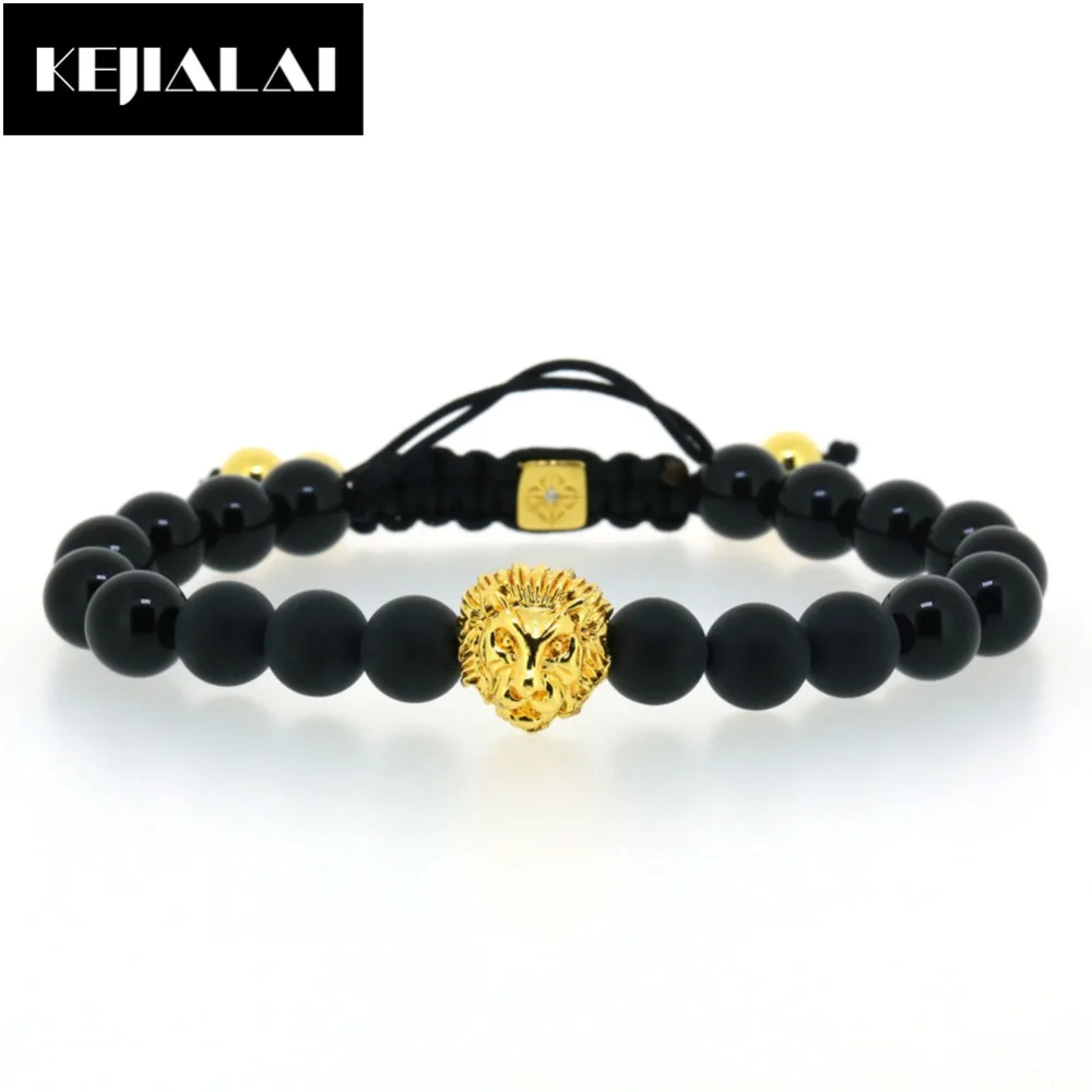 Браслет с головой льва из натурального камня для мужчин и женщин мужские