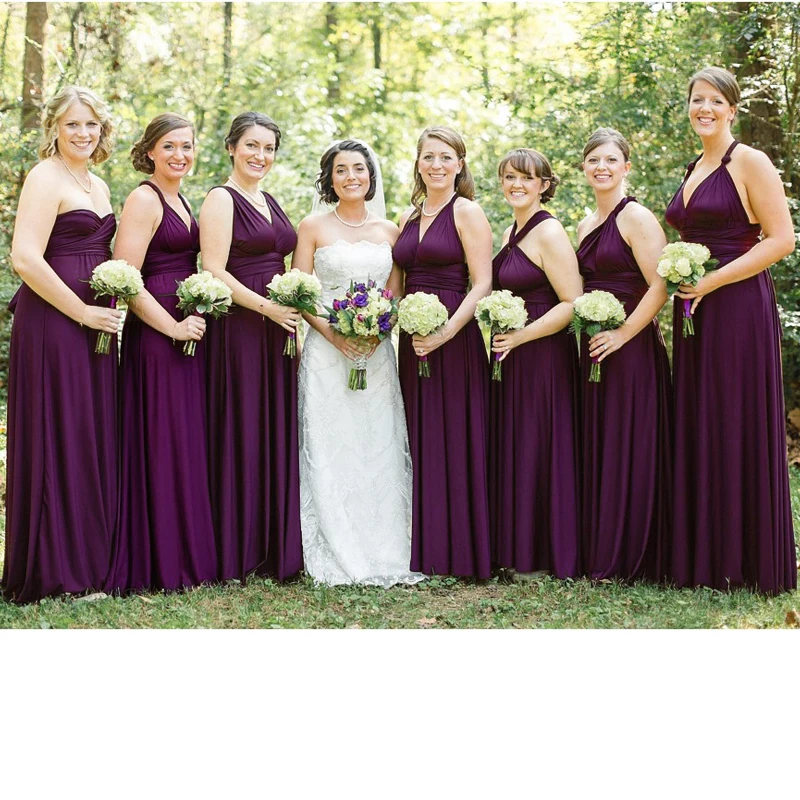 

Dark Purple infinity Bridesmaid Dress Multiway Long Dress Plus Size Maxi Convertible Wrap Dress With Halter Styles