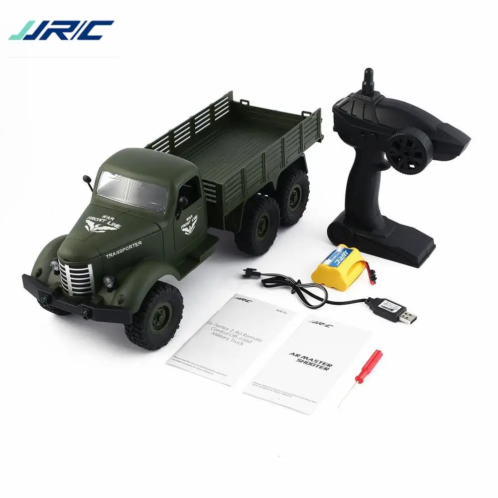 Зеленый JJR/C Q60 1/16 2,4G 6WD RC внедорожный военный грузовик Транспортер С дистанционным управлением для детей мальчиков RC модель грузовика игрушка в подарок - Цвет: Зеленый