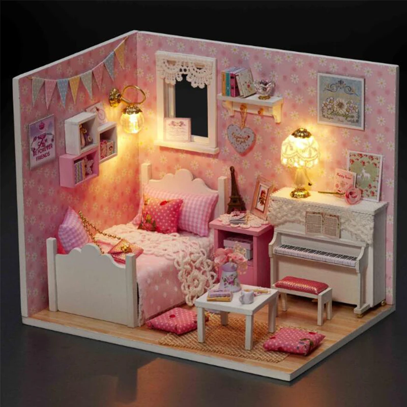 

YunNaSi DIY Wooden Miniature DollHouse casinha de boneca Miniatura Puzzle Model Handmade Dollhouse DIY toys for Children