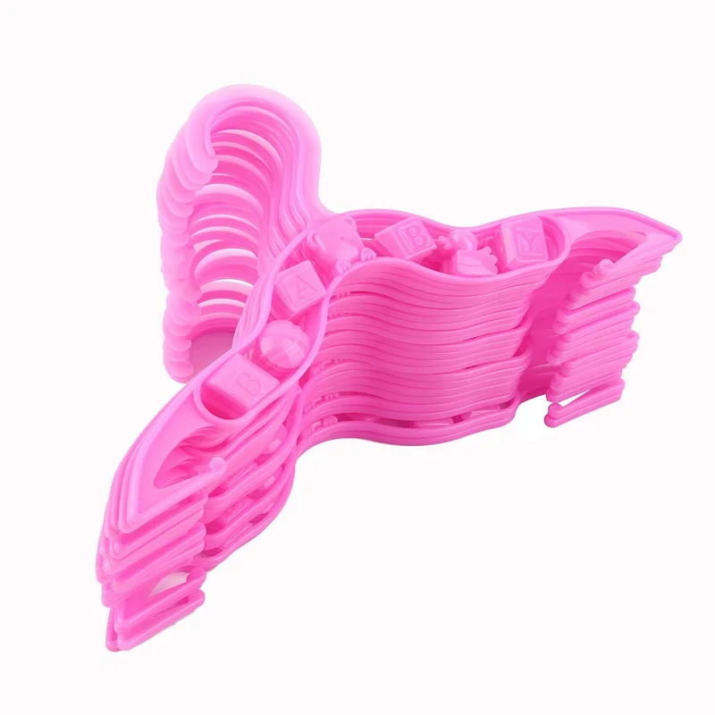 Pink 40 шт./компл. вешалки для одежды, прочная пластиковая одежда, пальто, одежда вешалки для брюк для детей, для малышей, по всему миру, длина 24,5 см - Цвет: Pink