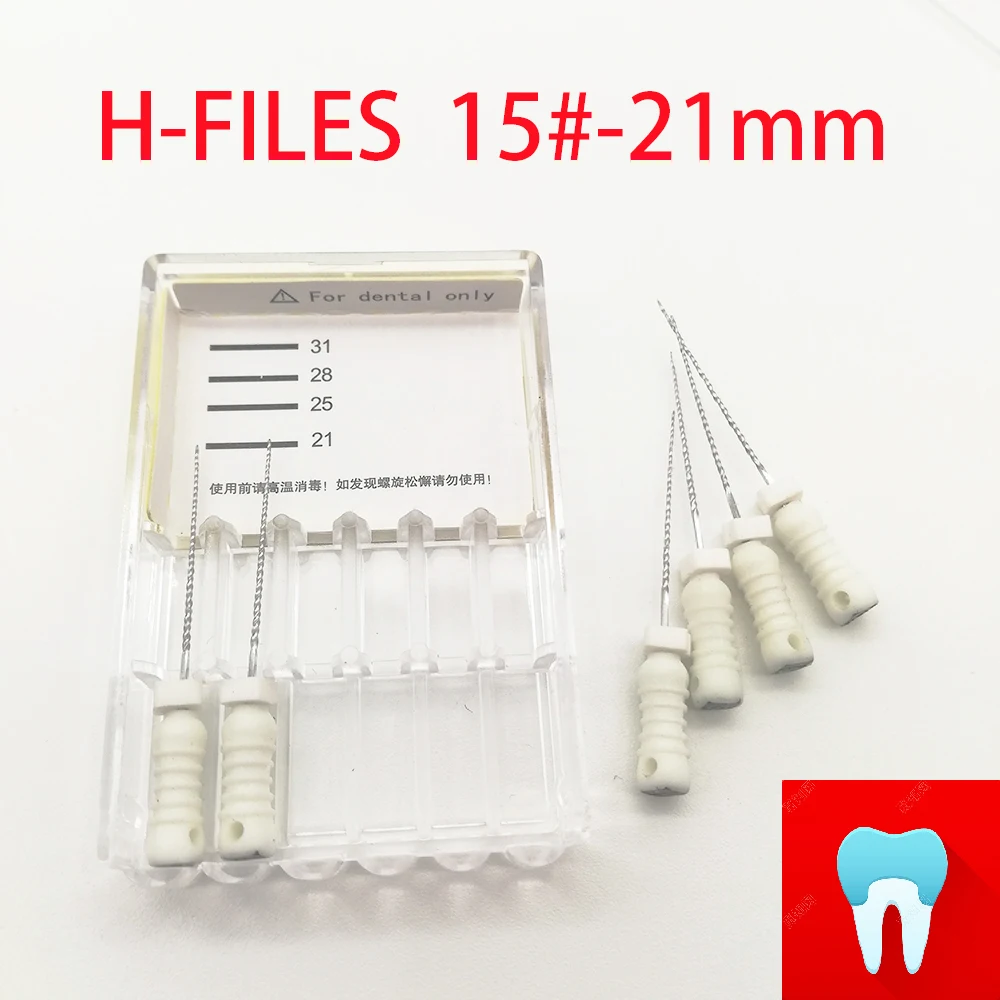 6pcs 15#-21mm Dental Files Root Canal Dentist Materials Dentistry Instruments Hand Use Stainless Steel H Files